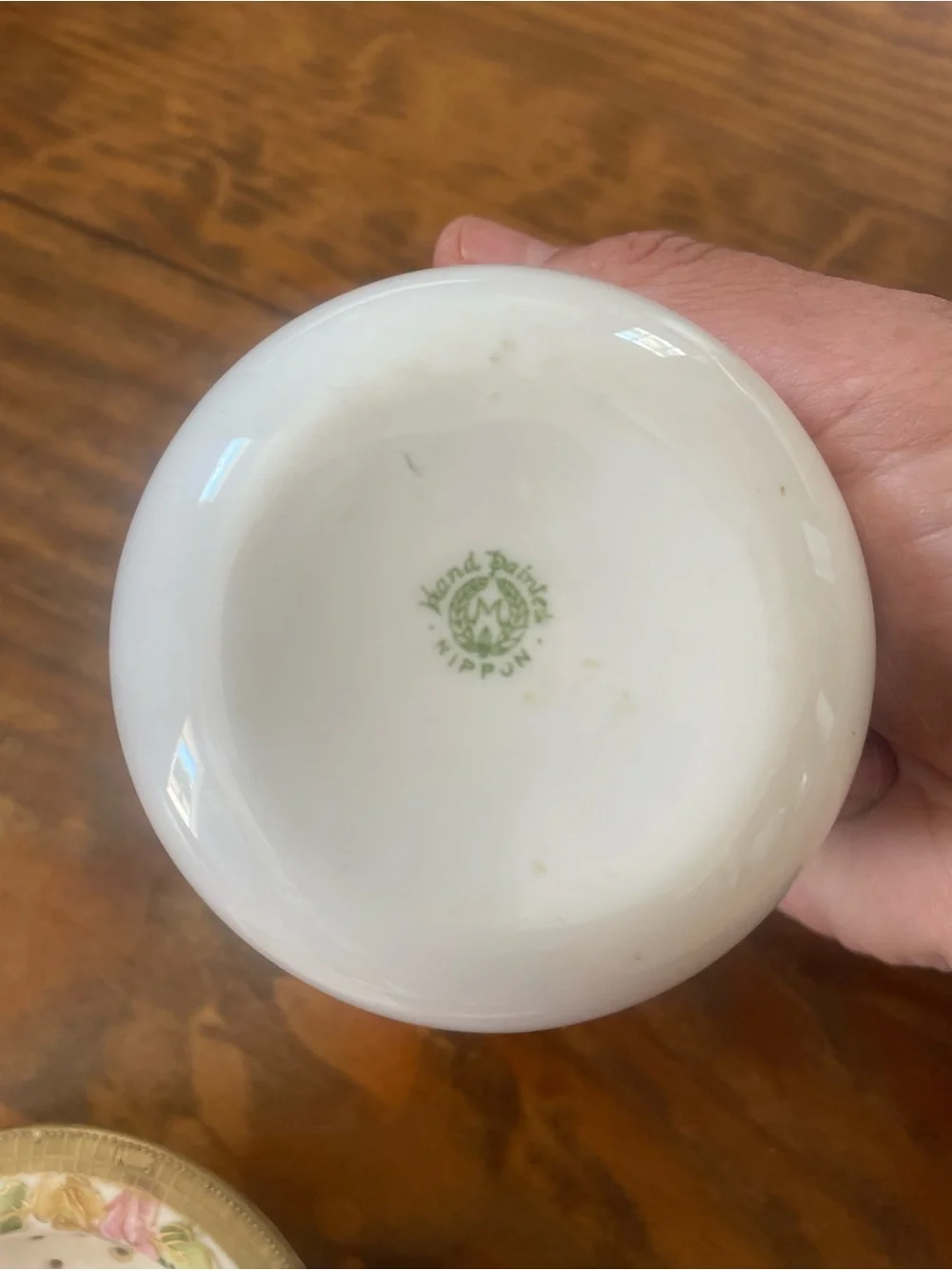 Vintage Handpainted Porcelain Tea Strainer & drip bowl with Floral accents RARE